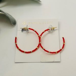 Kendra Scott Britt Thin Bead Gold Plated Hoop Earrings NWT